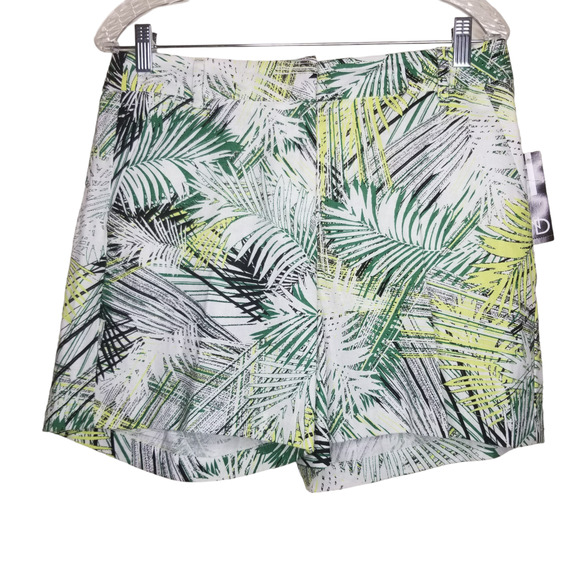 New Directions Shorts Swamp Lime White Palm Leaves Belt Loops Size 6 - Picture 1 of 5